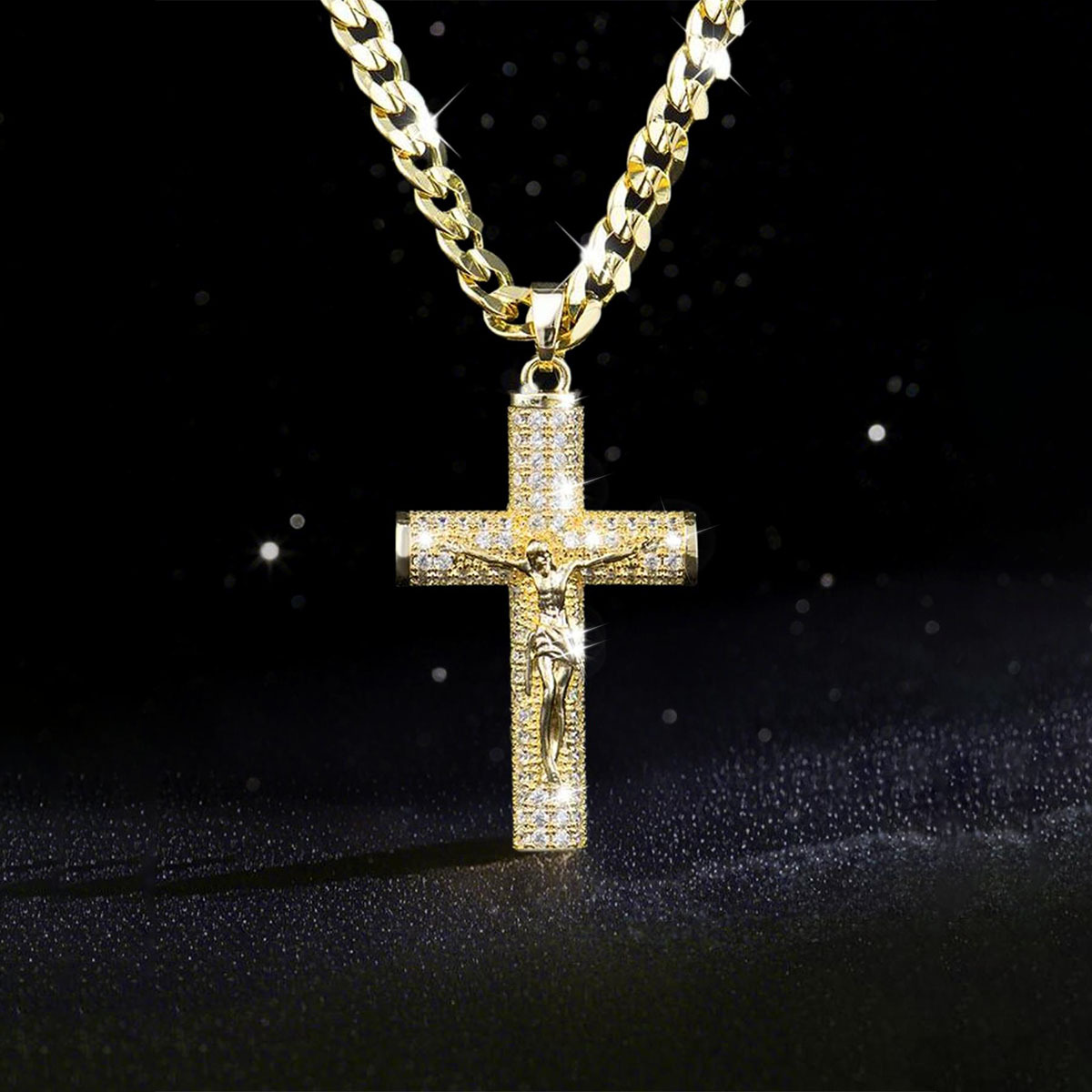 Cross Pendant Necklace Gold - Vergoldete Kreuzkette für Herren: Fortschrittliche Nanotechnologie,