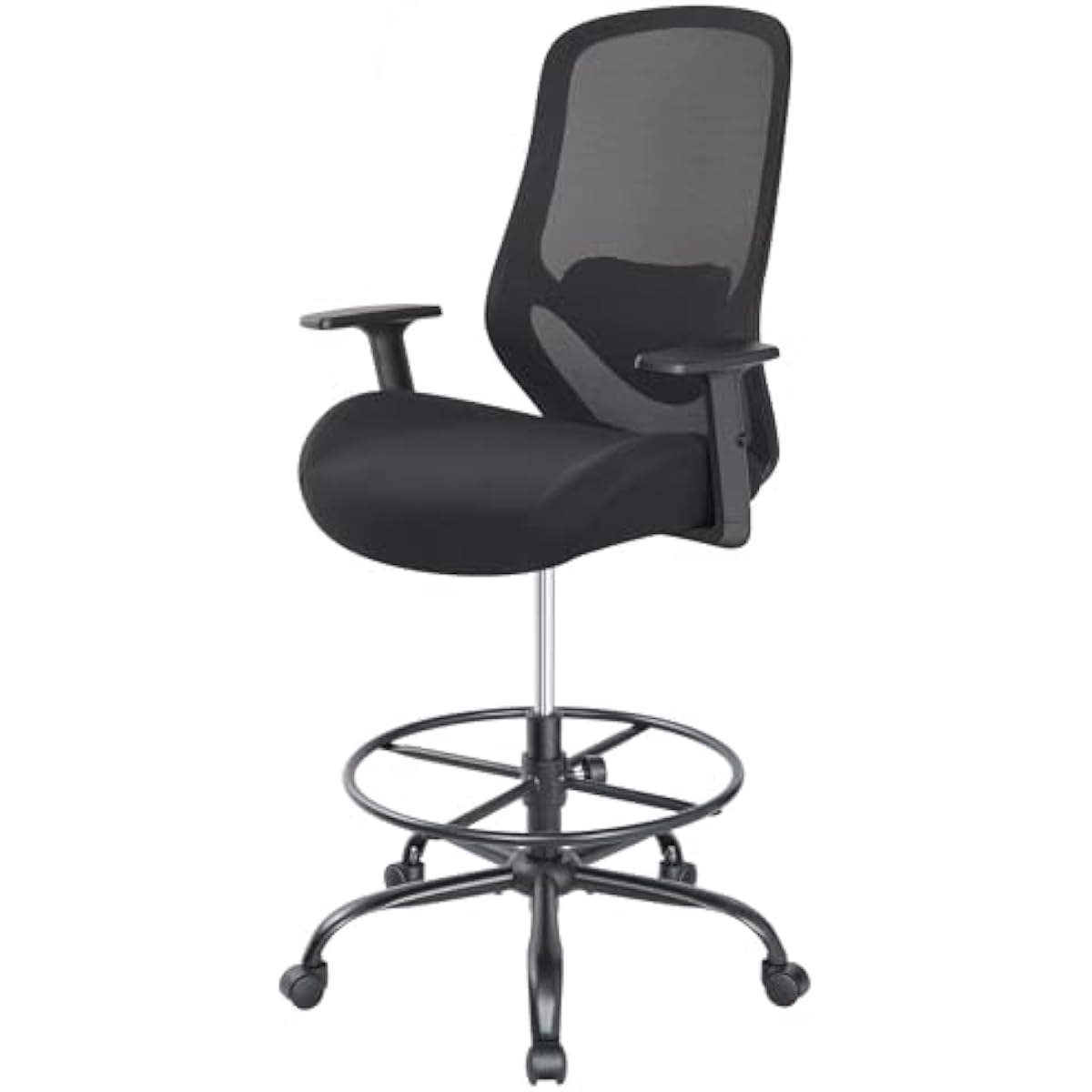 Rings - Ergonomischer hoher Zeichenstuhl mit Memory-Schaum-Sitz, Netzrückenlehne,