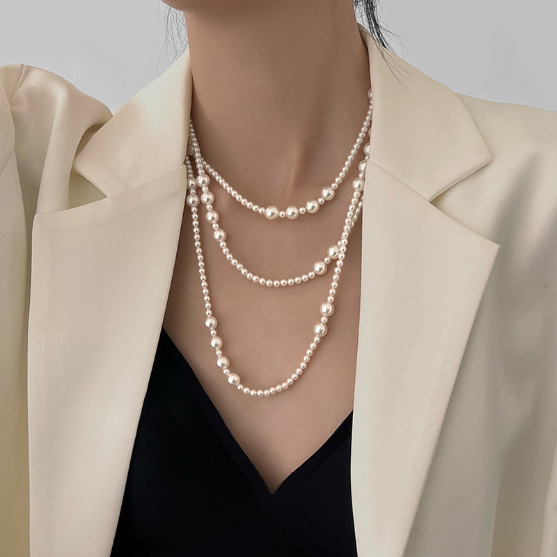 Pearl Choker Necklace Vintage - Vintage lange mehr schicht ige Perlenkette