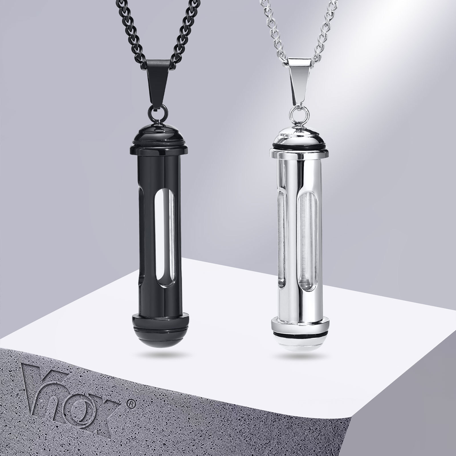 Cuban Link Chain 12Mm - Vnox Herren-Halsketten aus Edelstahl, schwarzer Anhänger
