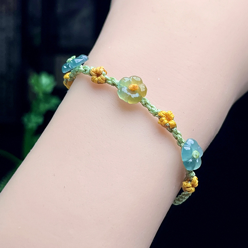Bracelets - Myanmar Jadeit Blumenarmband Echter Schmuck Designer