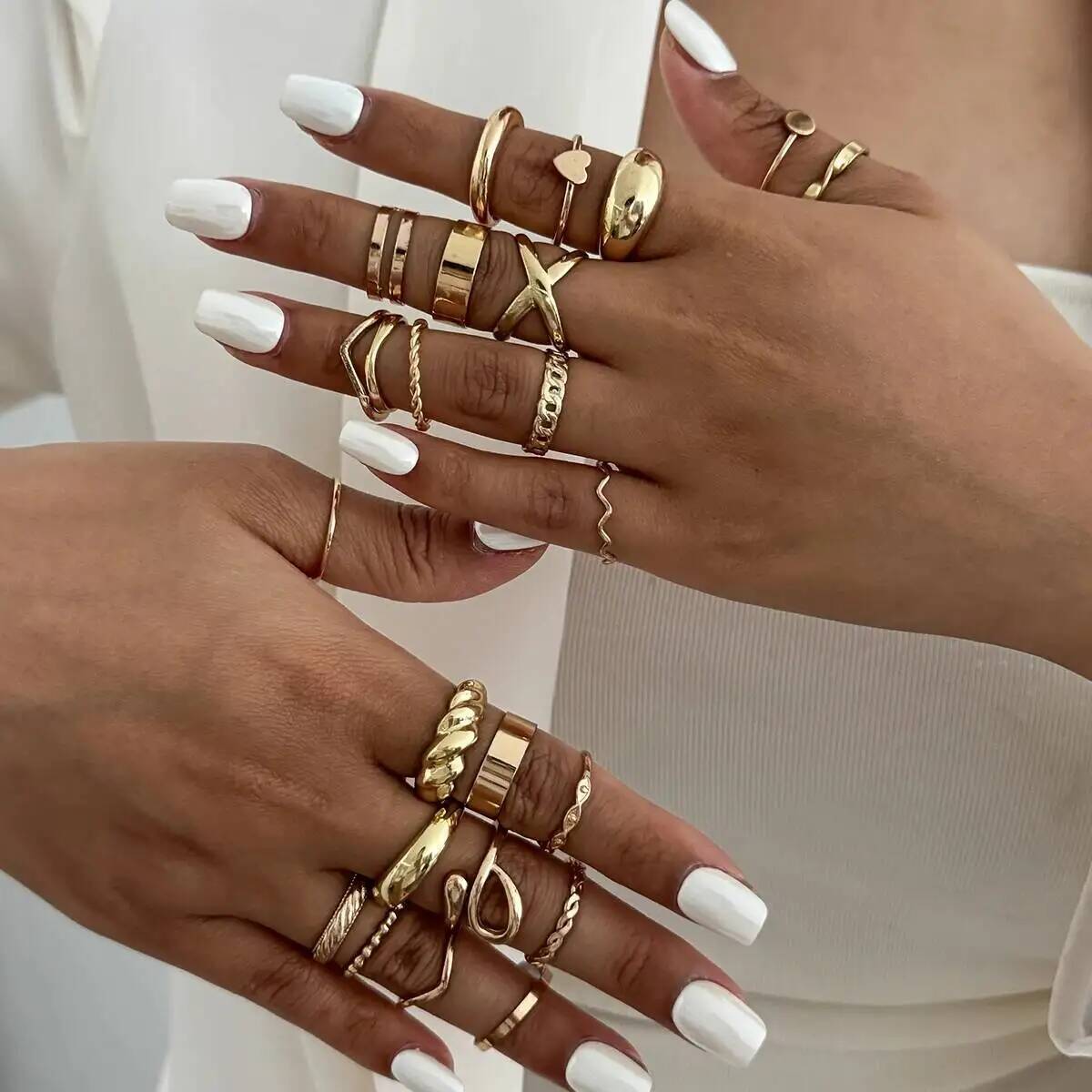 Vintage Punk Knuckle Rings Set - KunJoe 24 Teile/satz Trendy Unregelmäßige Geometrie