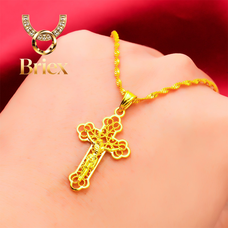 Cross Pendant Necklace Gold - Briex Jewelry Ins Vintage Gold Kreuz-Halskette!