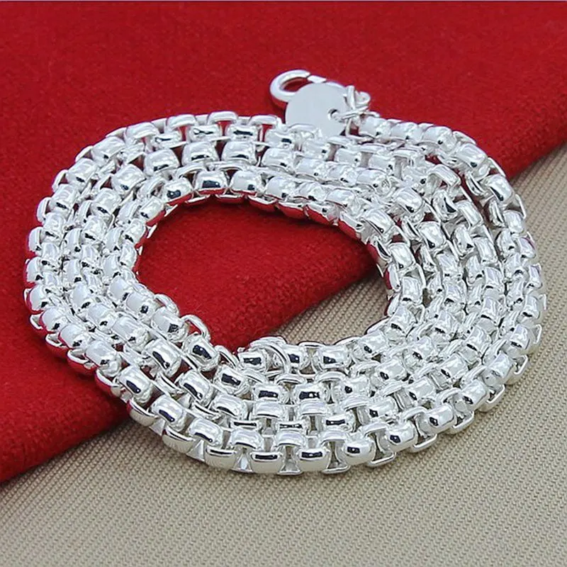 925 Sterling Silver Chain Necklace Men - 45–60 cm Halskette aus 925er-Sterlingsilber, runde