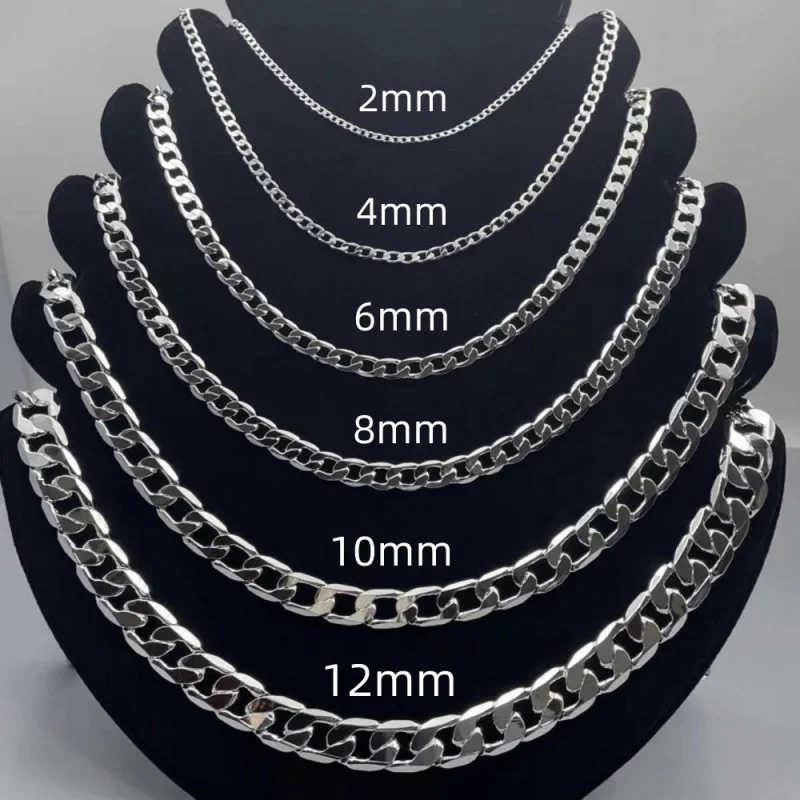 Cuban Link Chain 12Mm - Herren-Halskette aus 925er-Sterlingsilber, 2/4/6/8/10/12 mm, 40–75