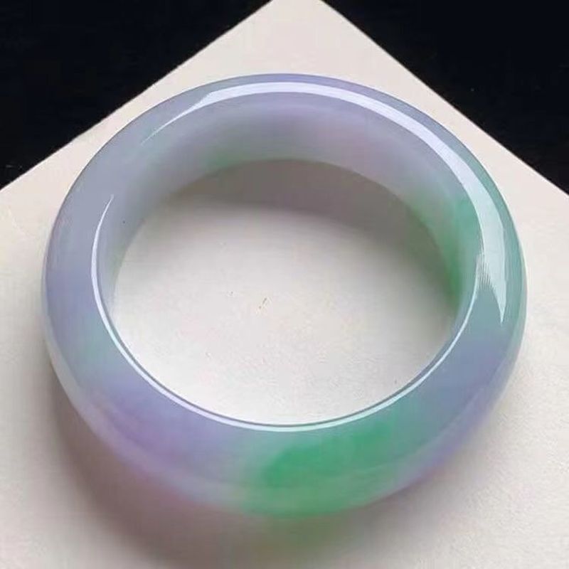 Bracelets - Eisähnliches, frühlingsfarbenes, lebendiges Jade-Armband mit violetten
