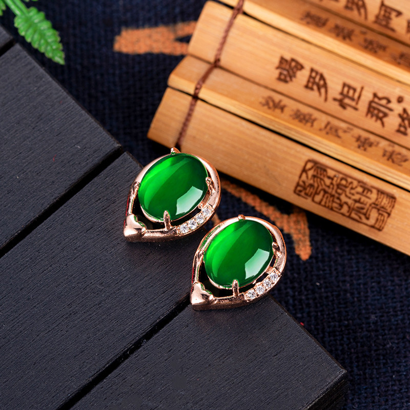 Earrings - Natürliche Jade Blume Ohrringe Stein Ohr