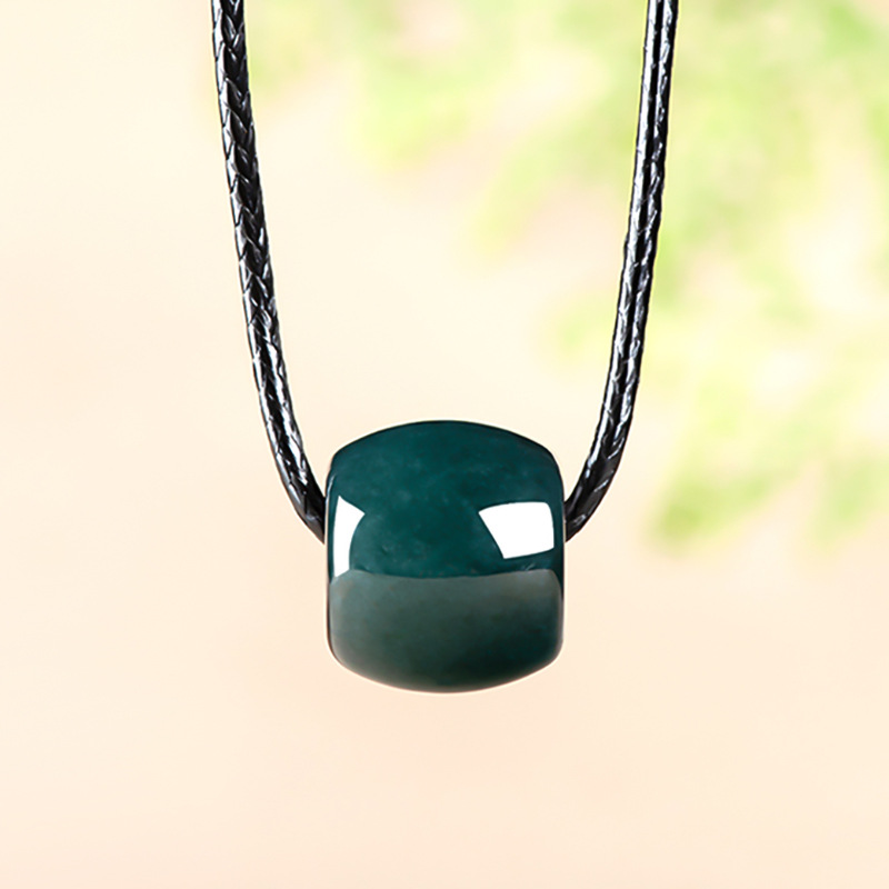 Necklaces - Natürlicher Myanmar Smaragd Tiefblau Wasserweg-Verbindungsperlen-Anhänger Halskette