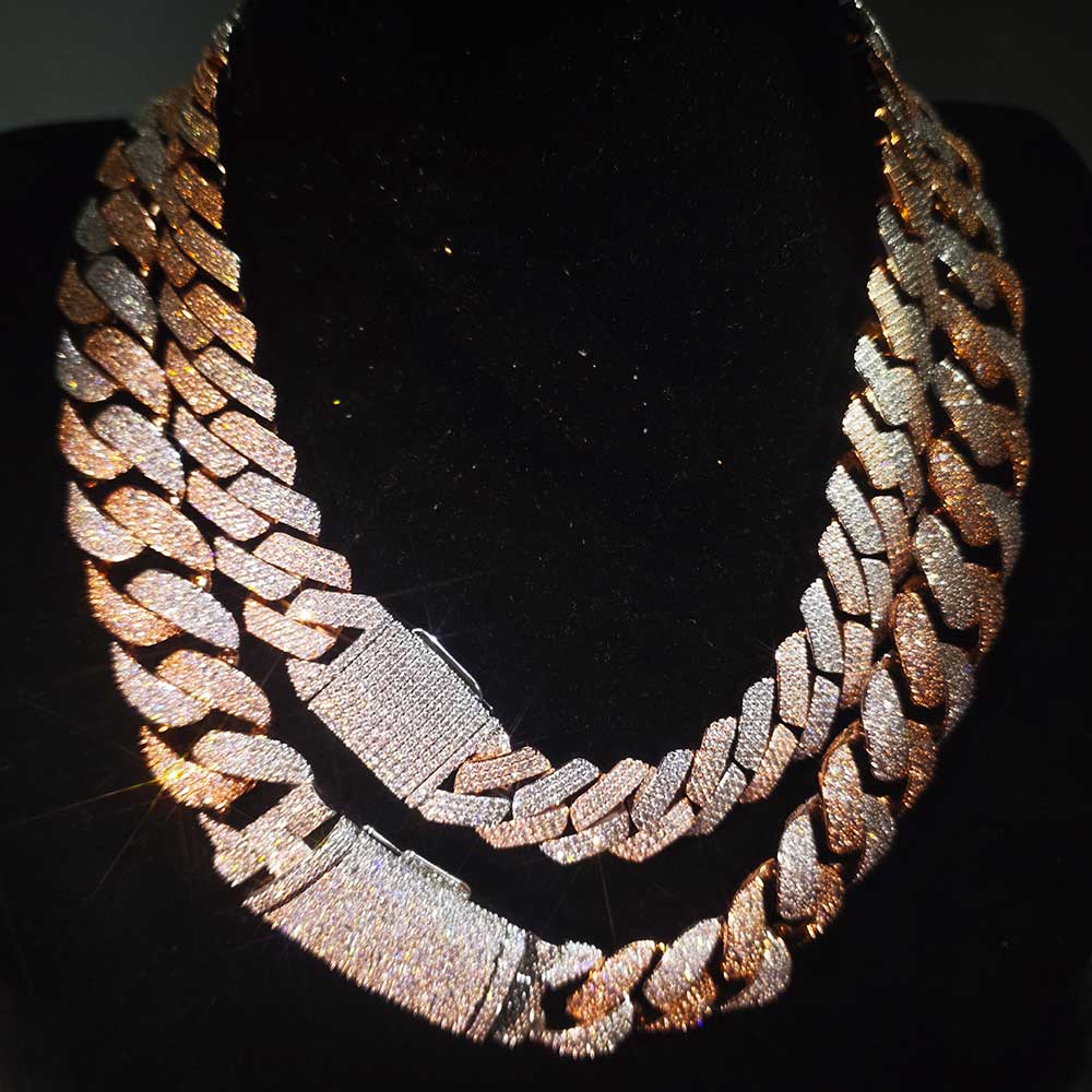 Cuban Link Chain 12Mm - Nuoya Zweifarbige Mosaik-Kette Vollbesetzt mit CZ