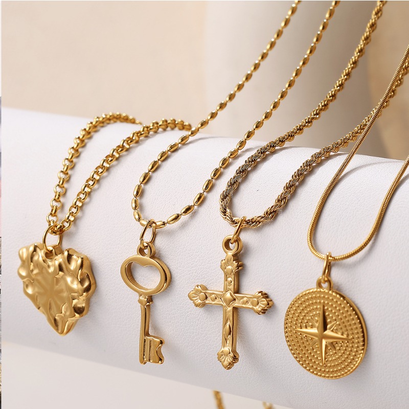 1 Stück Edelstahl-Anhänger ver – Cross Pendant Necklace Gold Bewertung und Preis