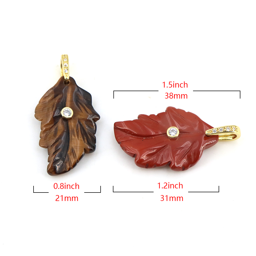 Trendige Blatt-Naturstein-Anhä – Crystal Pendant Necklace Natural Stone Bewertung und Preis