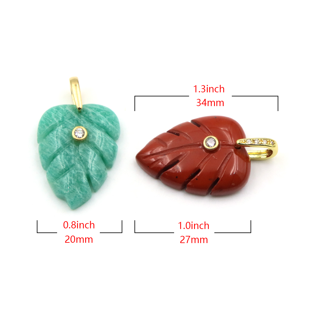 Trendige Blatt-Naturstein-Anhä – Crystal Pendant Necklace Natural Stone Bewertung und Preis