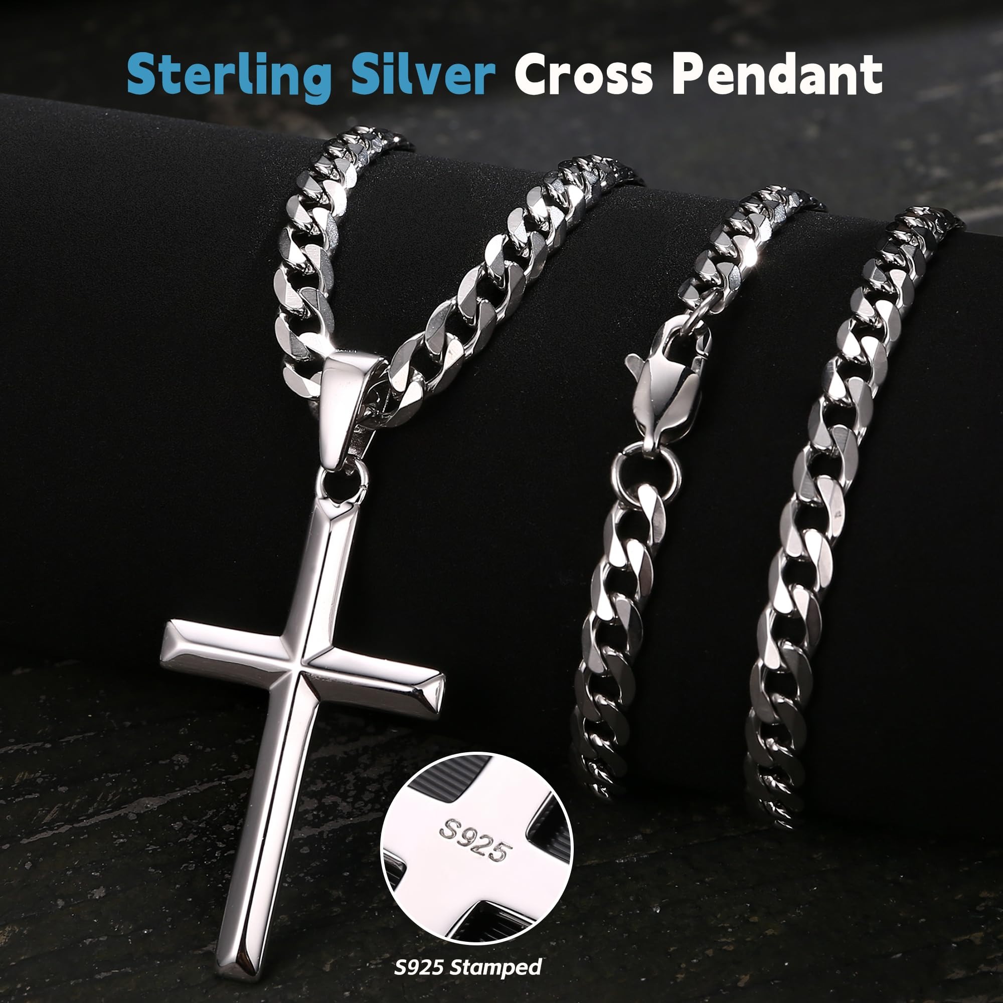 Fansilver Kreuz-Halskette aus  – 925 Sterling Silver Chain Necklace Men Bewertung und Preis