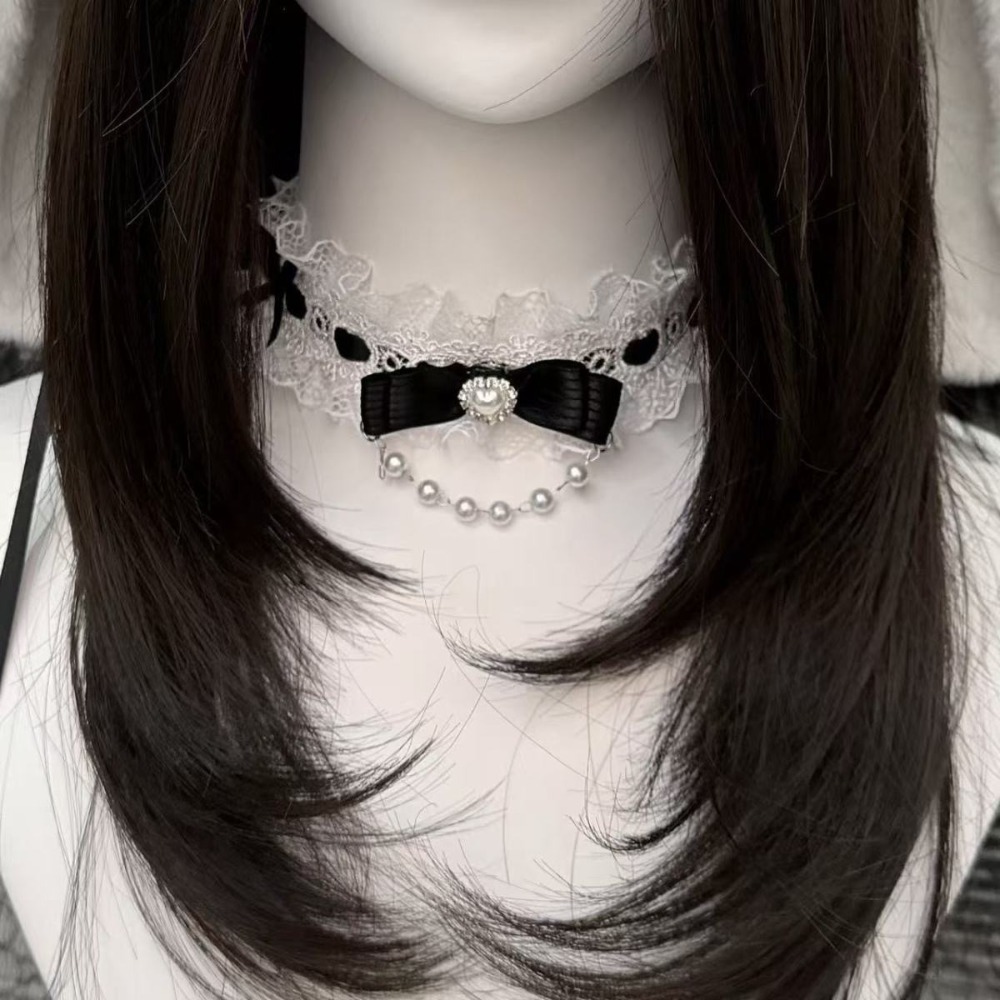 Modische Spitzen-Rüschen-Halsk – Pearl Choker Necklace Vintage Bewertung und Preis