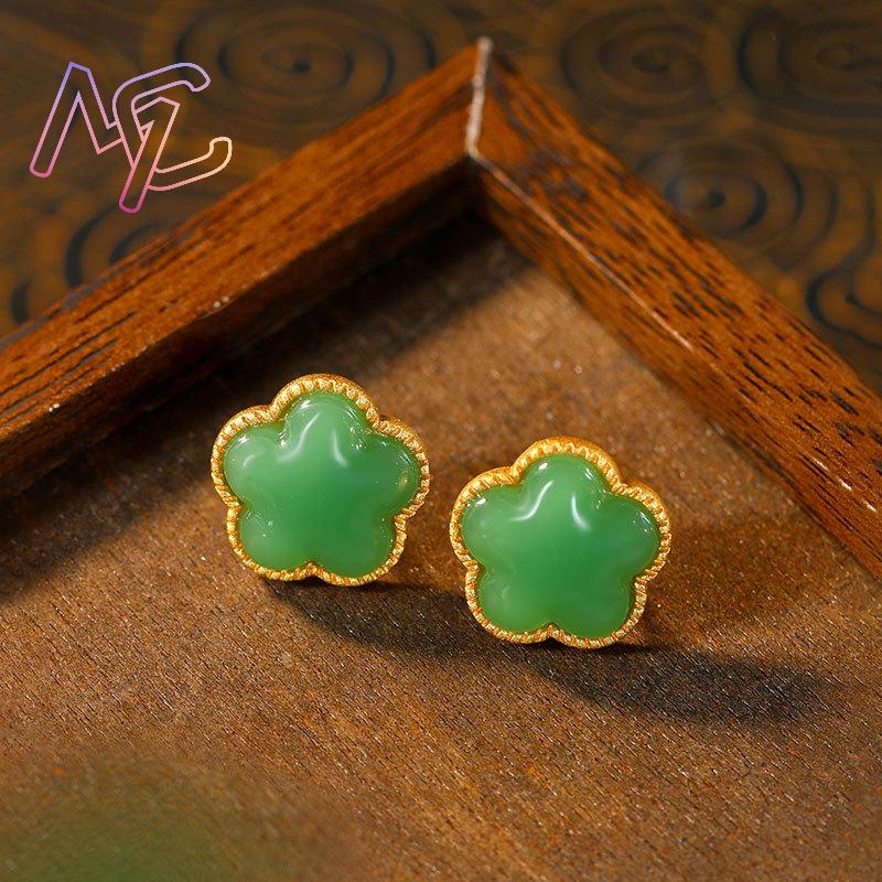 Grüne natürliche Jade Klee Ohr – Earrings Bewertung und Preis