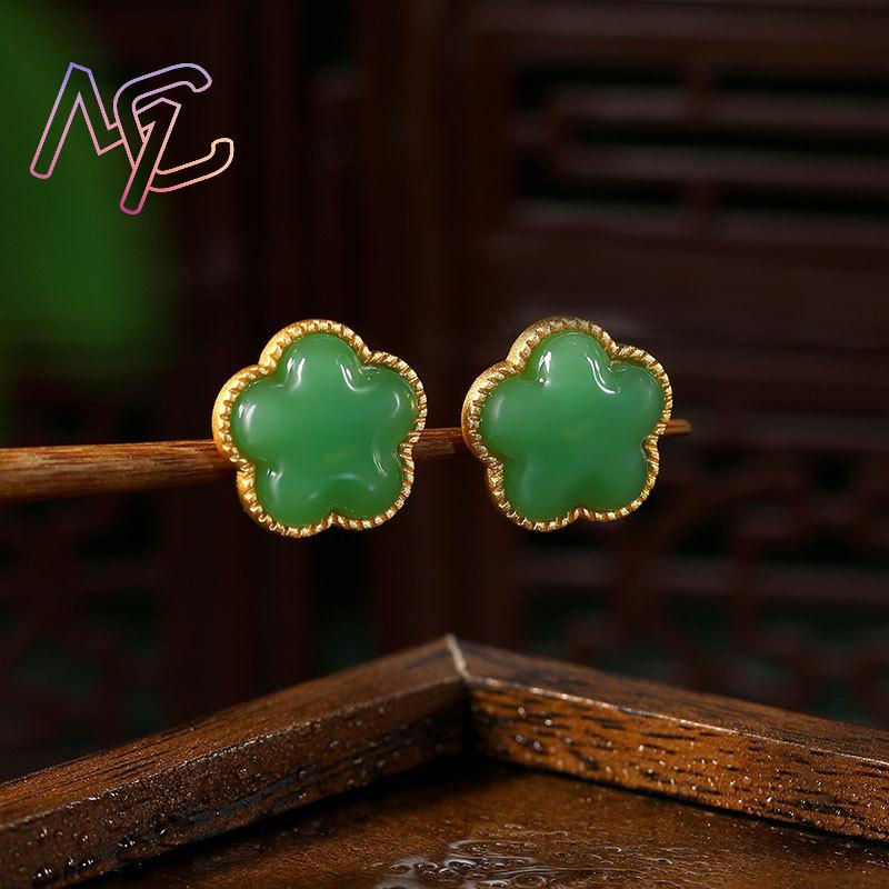 Grüne natürliche Jade Klee Ohr – Earrings Bewertung und Preis