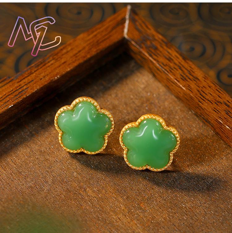 Grüne natürliche Jade Klee Ohr – Earrings Bewertung und Preis