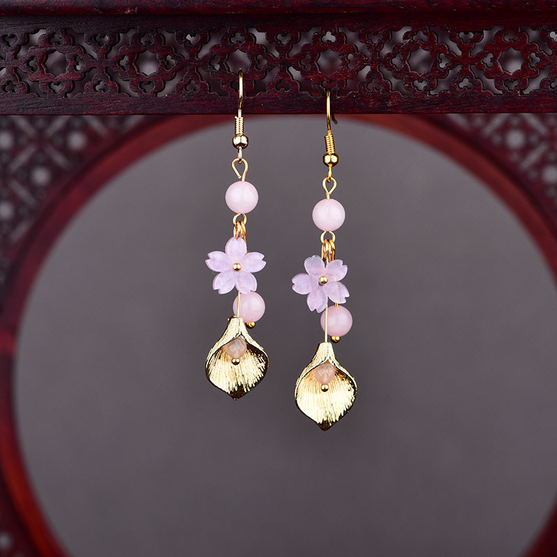 Rosa natürliche Jade-Blumen-Oh – Earrings Bewertung und Preis