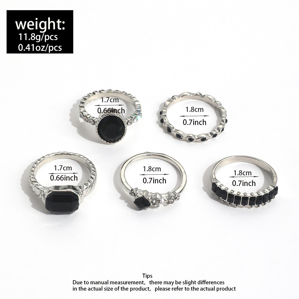 Retro Schwarz Kristall Stein R – Vintage Punk Knuckle Rings Set Bewertung und Preis