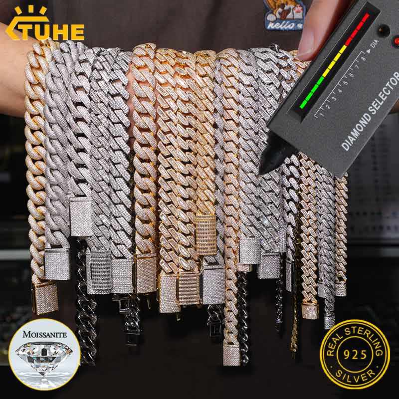TUHE Unisex D-Farbe Moissanit  – Cuban Link Chain 12Mm Bewertung und Preis