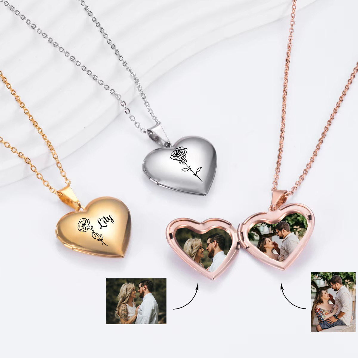 Benutzerdefinierte personalisi – Heart Locket Necklace Photo Bewertung und Preis