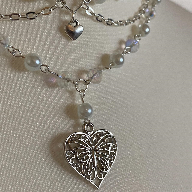 Schmetterling Herz Perlen Hals – Pearl Choker Necklace Vintage Bewertung und Preis