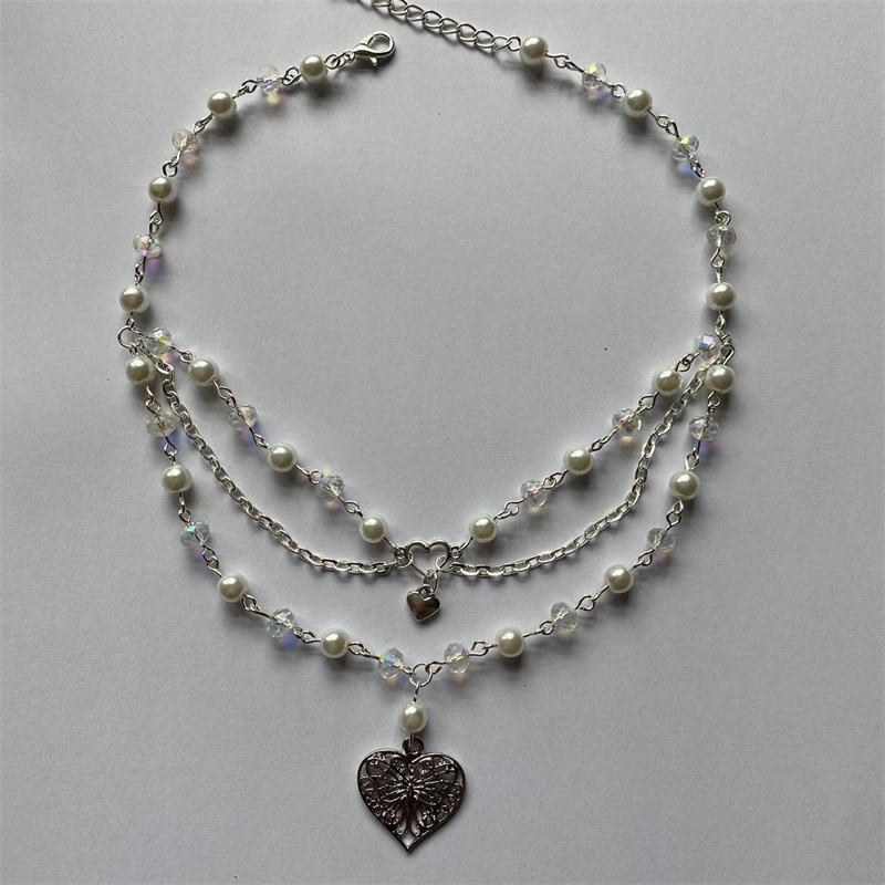 Schmetterling Herz Perlen Hals – Pearl Choker Necklace Vintage Bewertung und Preis