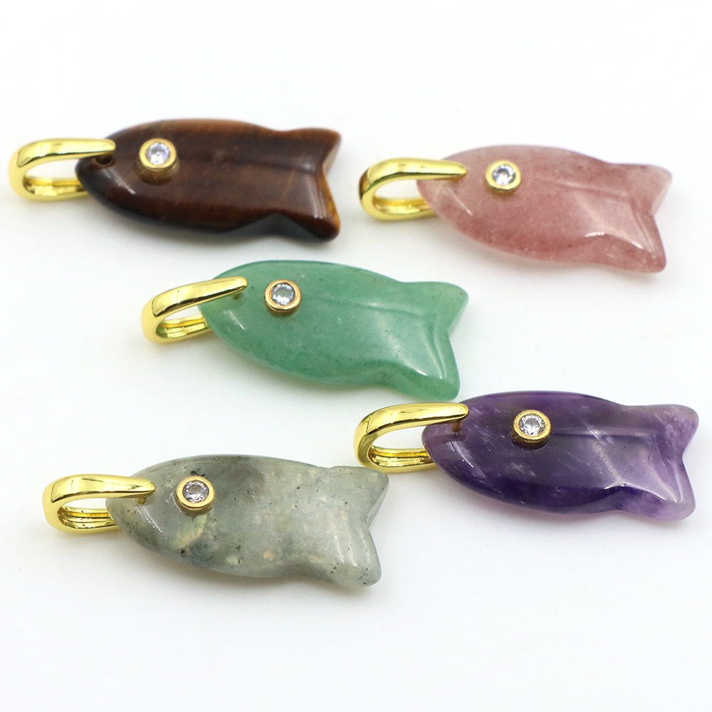 26mm Fischförmiger Naturstein- – Crystal Pendant Necklace Natural Stone Bewertung und Preis