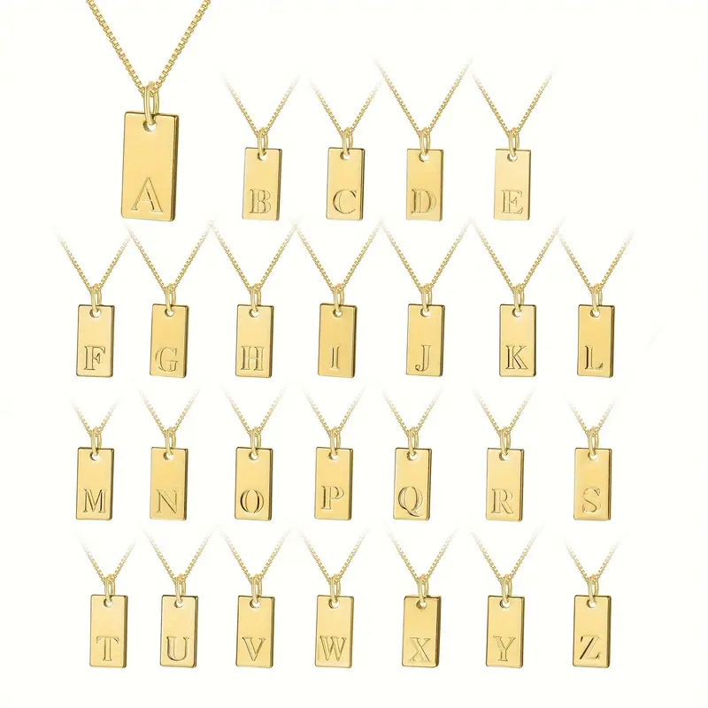 Winzige quadratische 26 Anfang – Initial Letter Necklace 18K Gold Bewertung und Preis