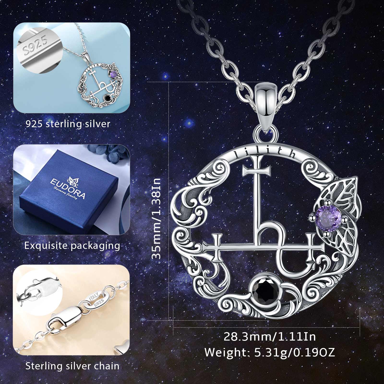 Eudora Halskette mit Lilith-Si – 925 Sterling Silver Chain Necklace Men Bewertung und Preis